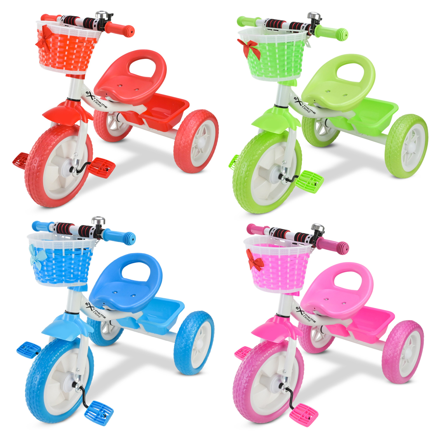 Триколісний велосипед арт. TR2603 (6шт)   колеса 10'' та 8'', два кошика, дзвіночок, 4 кольори