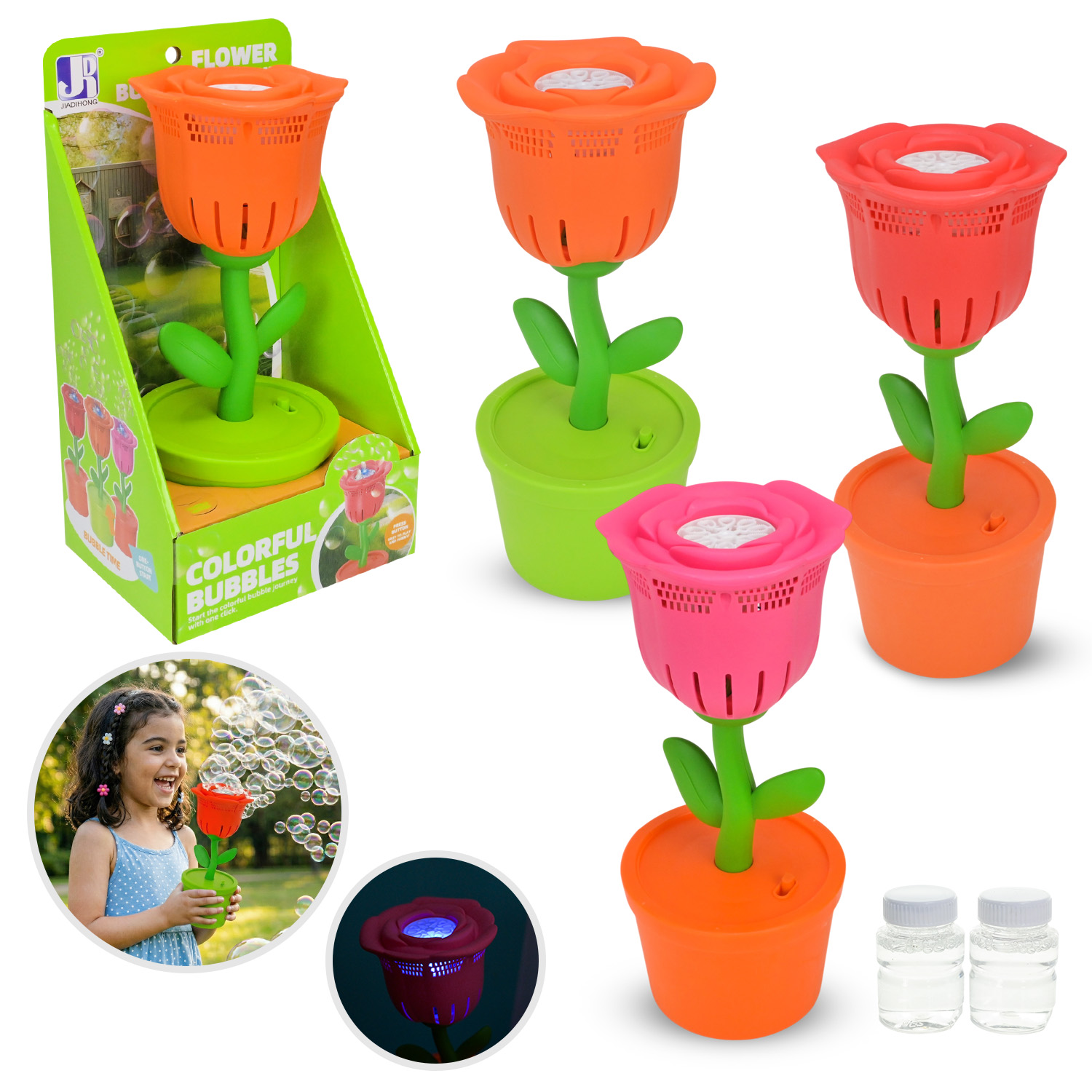 Мильні бульбашки арт. P82458 (48шт/2) батар. 3 кольори, квітка короб. 16,3*12,5*29 см