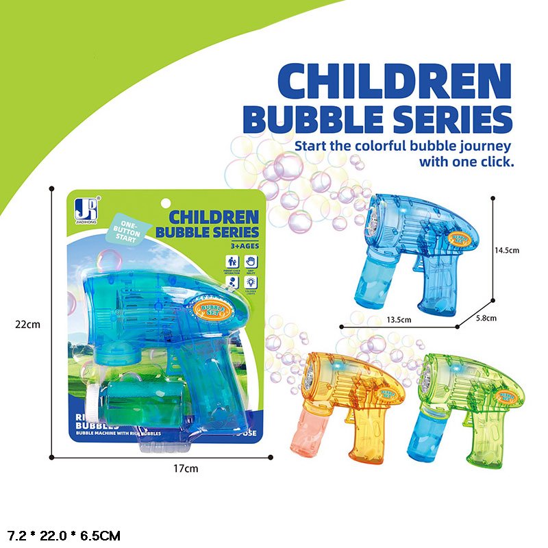 Мильні бульбашки арт. P82438A (96шт/2)  батар. 3 кольори, пістолет, світло, короб. 7,2*22*6,5 см