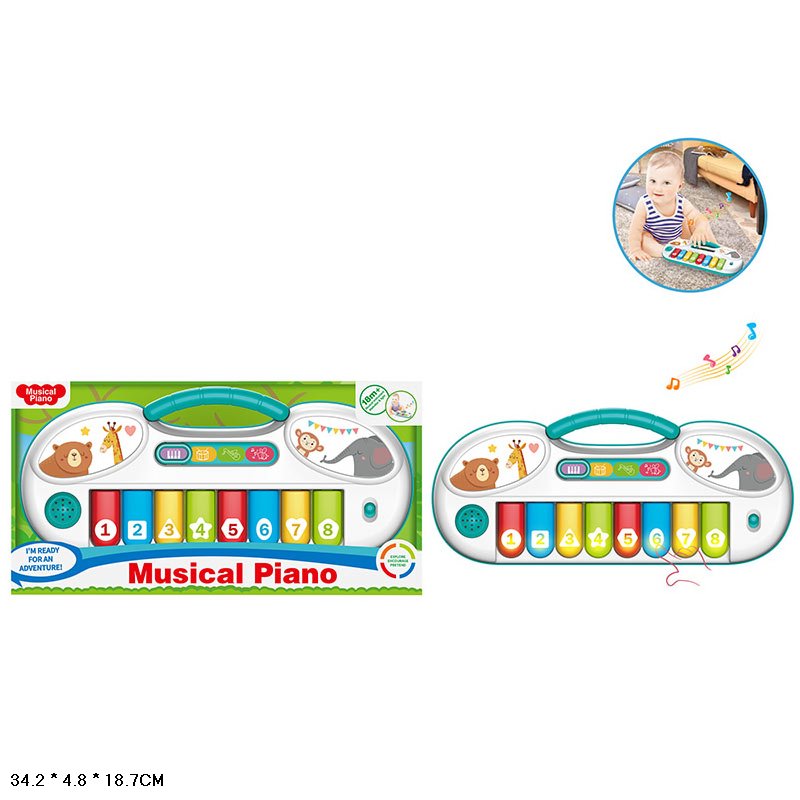 Піаніно арт. 853BS (36шт) батар., світло, звуки тварин, у короб. 24*6,6*23 см