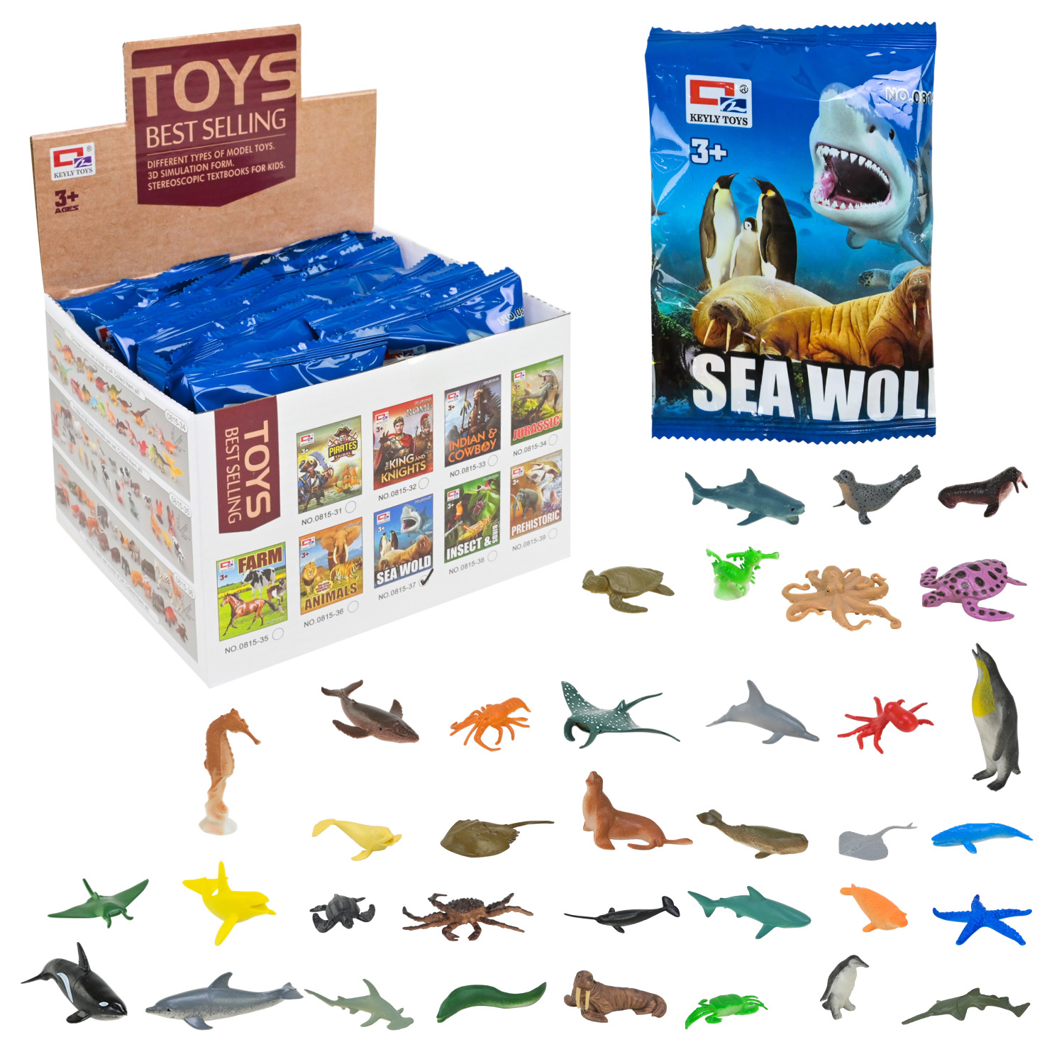 Фігурки морських тварин арт.0815-37 (864шт) 36 дисп по24 шт слиппакетів в дісплей боксі 15*15*12см