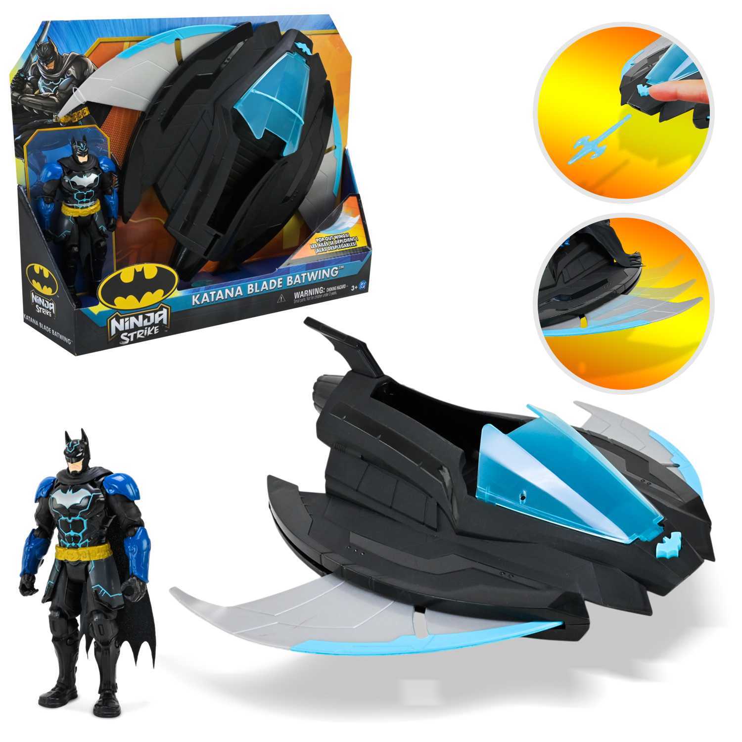 Фігурка арт. 6074110 (3шт) Бетмен-ніндзя  транспортний засіб короб. 35*8*28