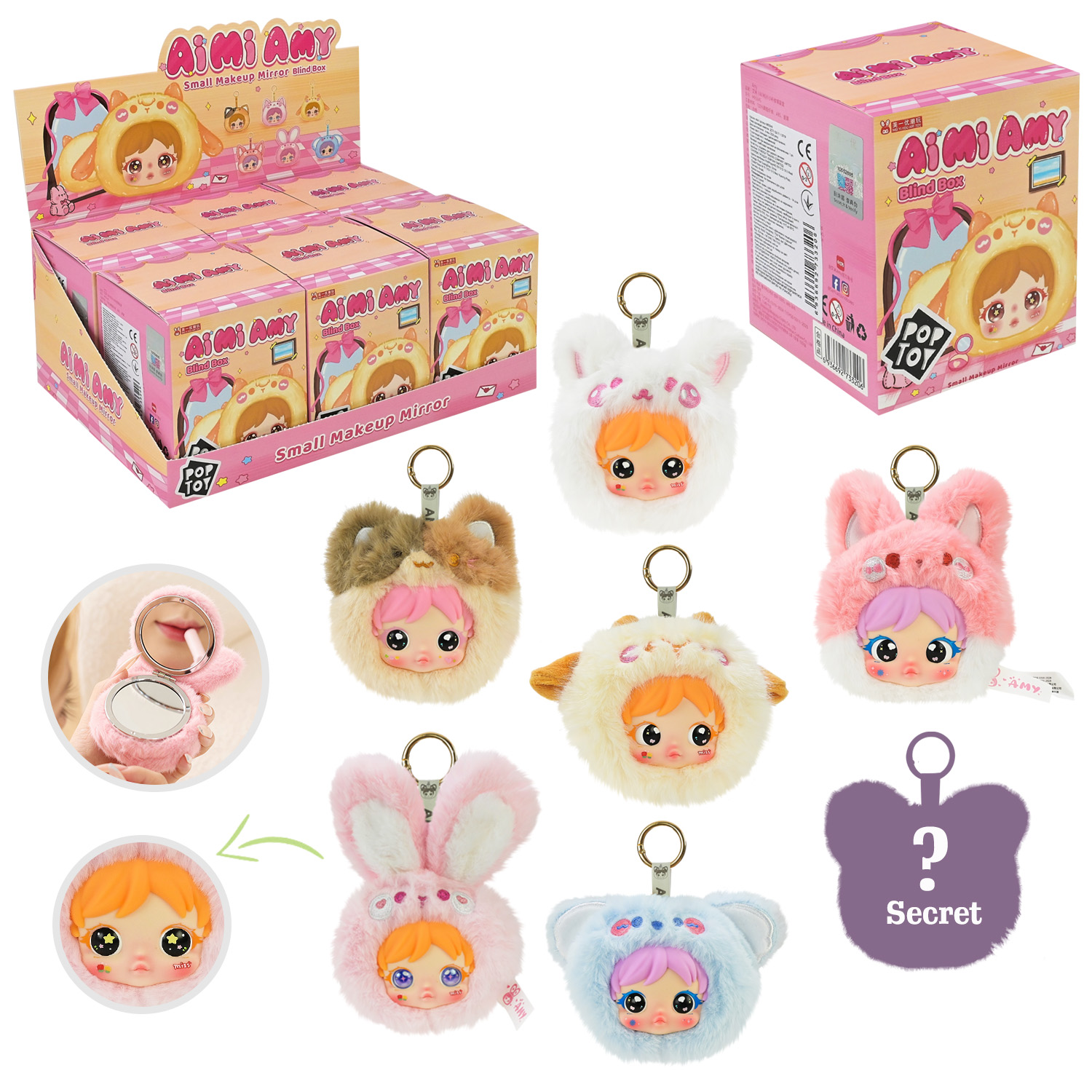 Герої POP TOY арт. MR5045 (120шт) "Красуня AMY" брелок-дзеркало, 6шт у дисплей боксі 28*18,5*22,5см