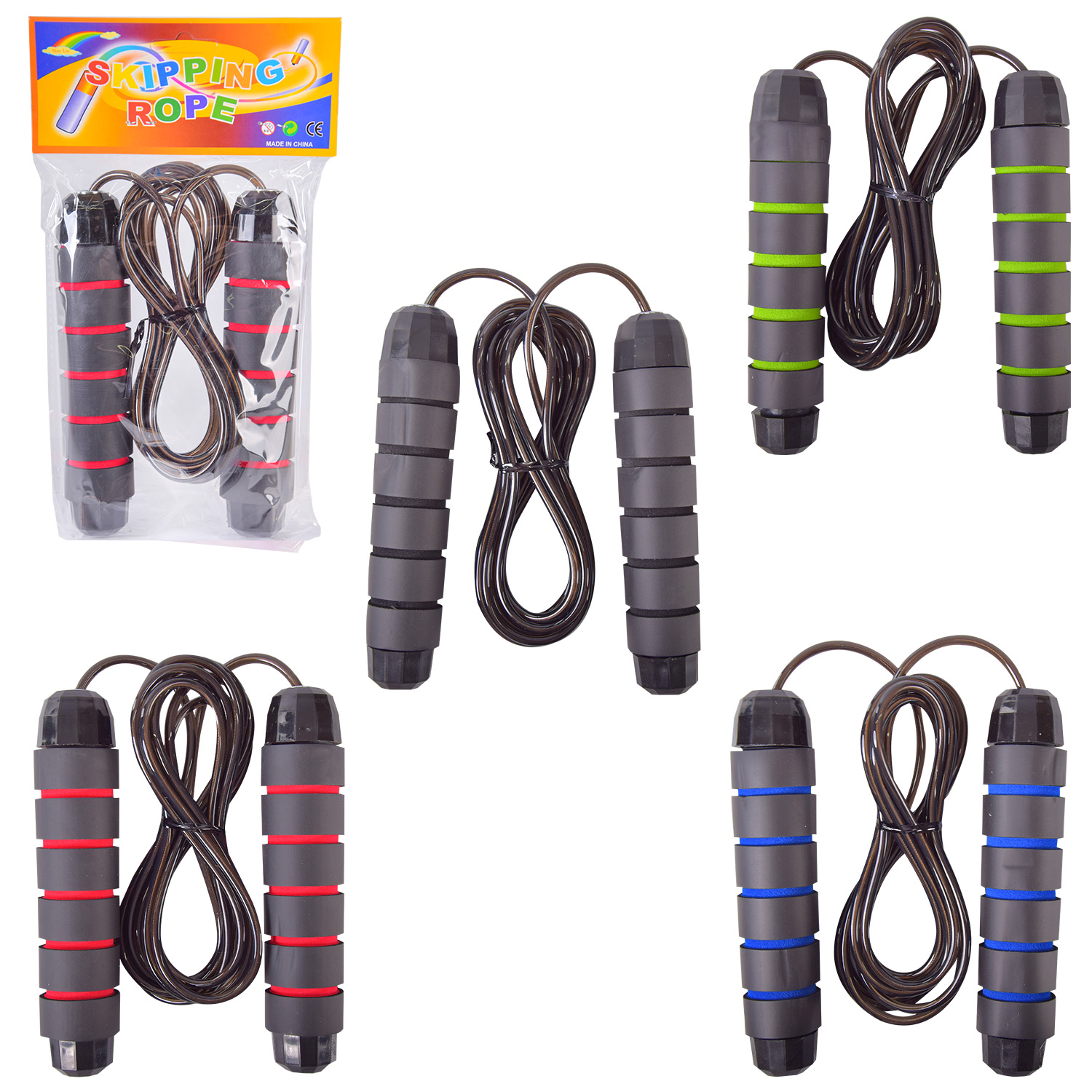Скакалка арт. SK221506 (100 шт) з підшипниками, довжина 2,6 м, пакет., 4 кольори