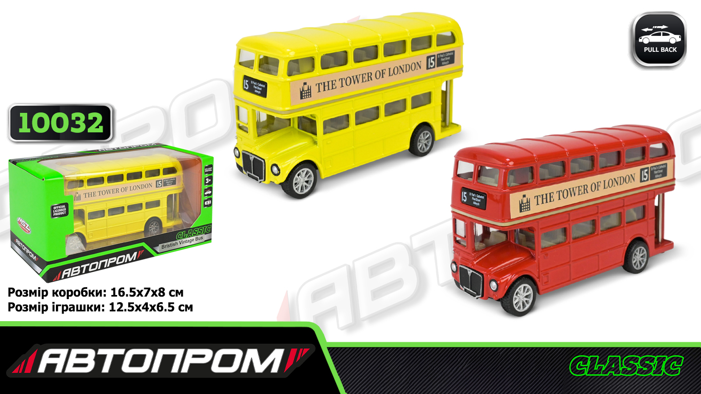 Автобус мет. АВТОПРОМ арт. 10032 (48шт/2) 5 inch BUS,відкр.двері, у коробці 16,5*7*8см