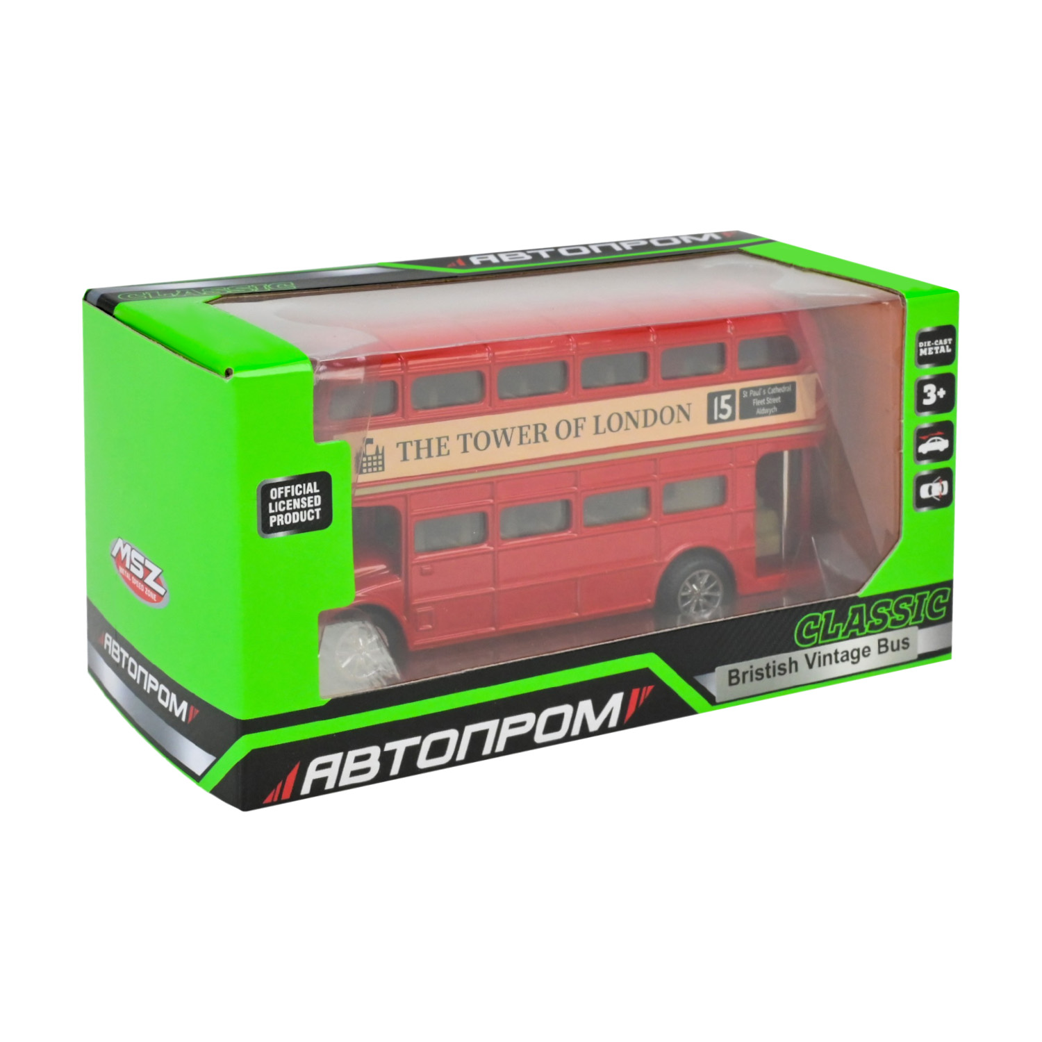 Автобус мет. АВТОПРОМ арт. 10032 (48шт/2) 5 inch BUS,відкр.двері, у коробці 16,5*7*8см