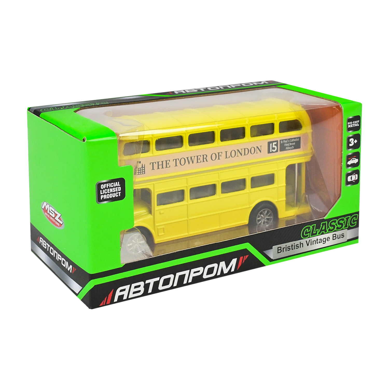 Автобус мет. АВТОПРОМ арт. 10032 (48шт/2) 5 inch BUS,відкр.двері, у коробці 16,5*7*8см