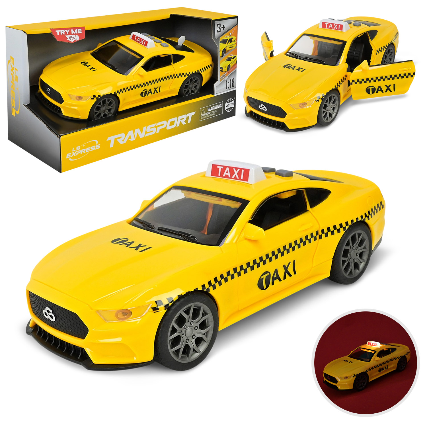 Машина TAXI арт.WY1162D (36шт/2) батар.свiтло,звук,короб.28,4*12*14,5см